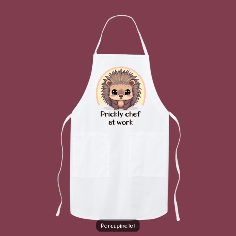 Funny Porcupine Rainbow Apron: Wide-Eyed Chef for a Hilarious Kitchen Gift