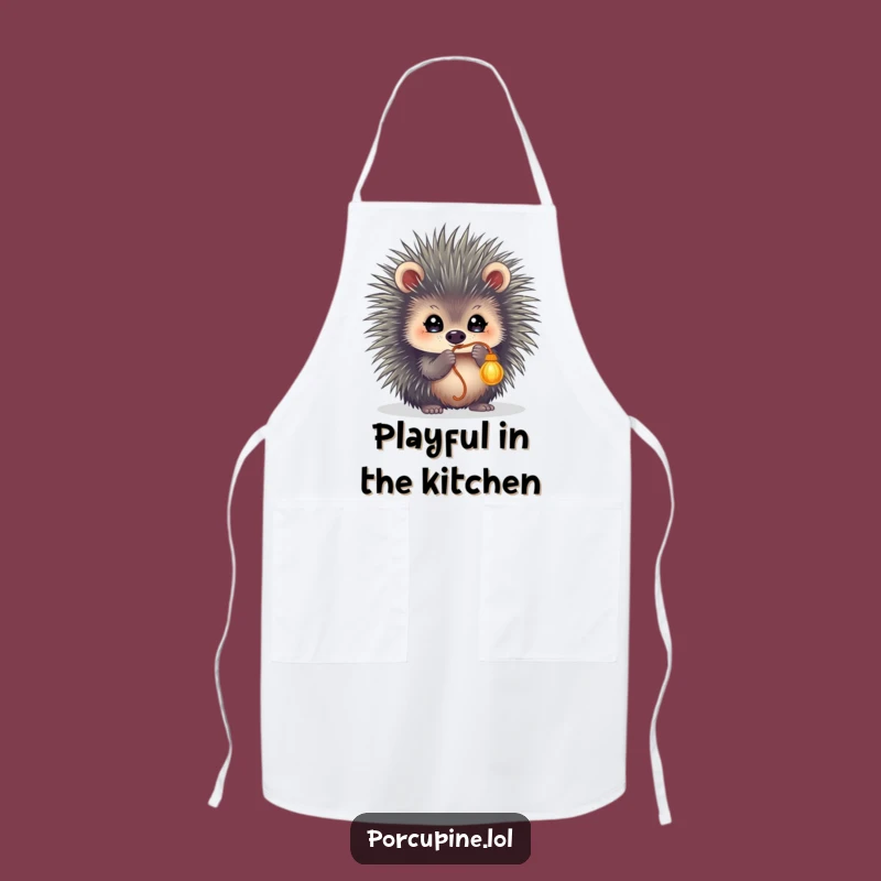 Funny Porcupine String Batting Apron - Hilarious Kitchen Gear for Playful Cooks
