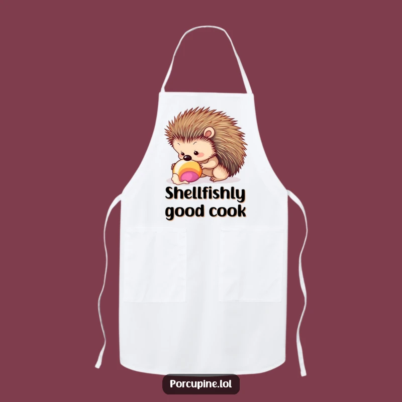 Funny Seashell Porcupine Apron: Cook Up Coastal Laughs!