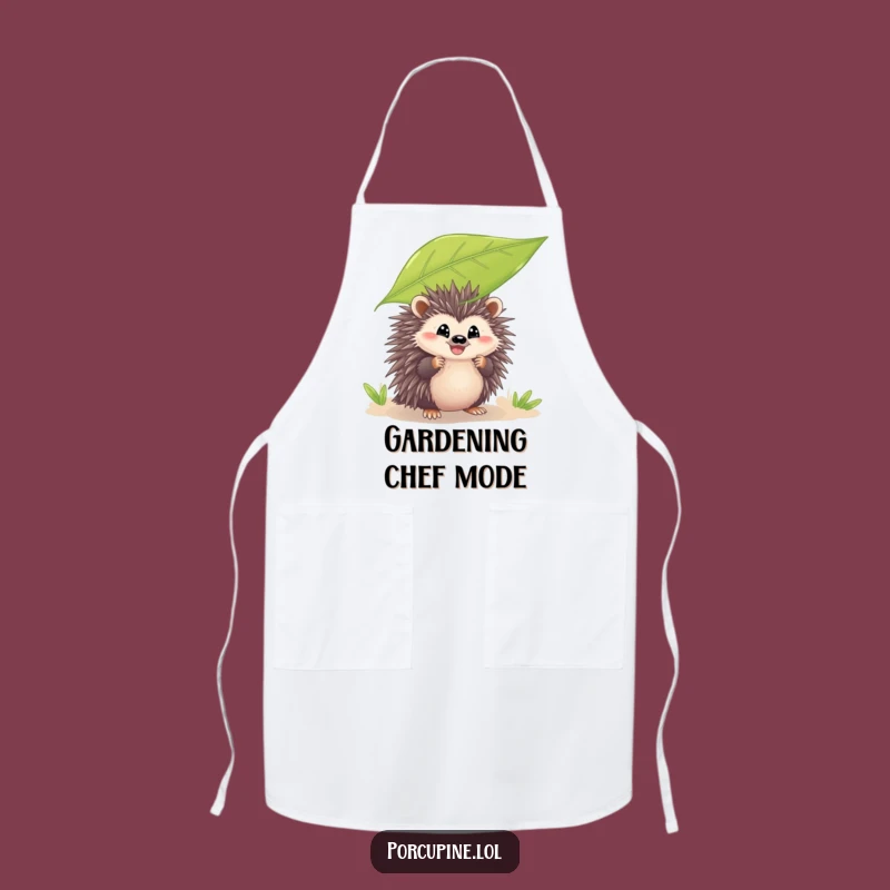 Funny Peeking Porcupine Apron: Grin and Cook with Leafy Charm
