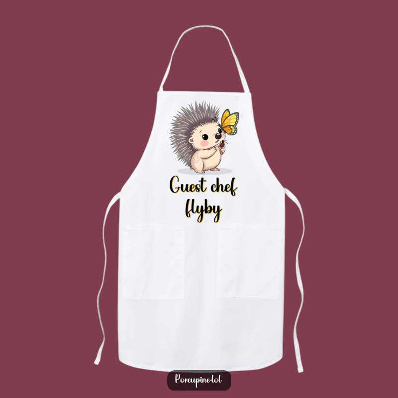 Funny Porcupine Butterfly Apron - Prickly Chef's Nature Kitchen Gift
