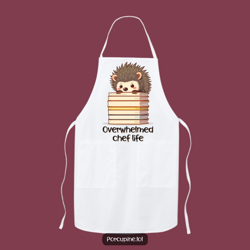 Whimsical Funny Porcupine File Stack Apron: Tackle Tasks with a Smile