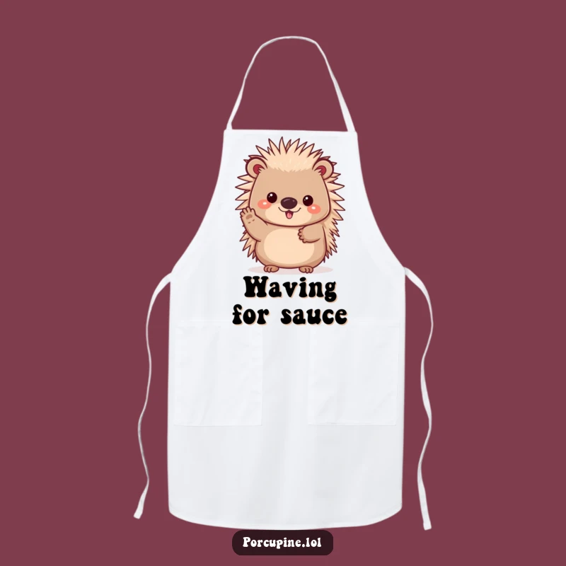 Funny Kawaii Porcupine Apron: Cheerful Prickles Kitchen Gift