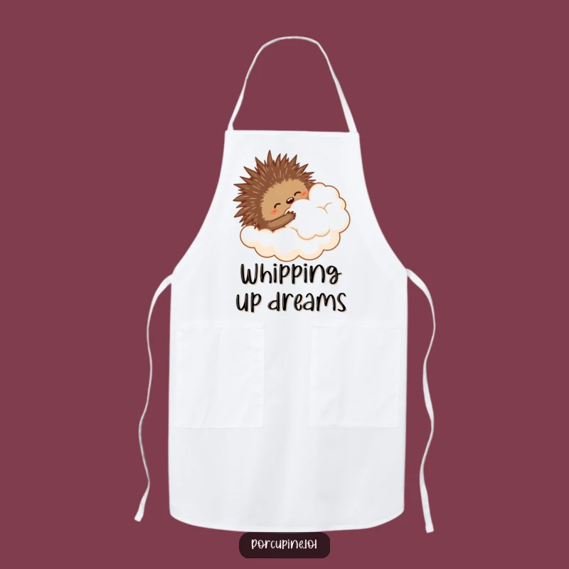 Funny Porcupine Cloud Hugging Apron - Cook With Ambitious Cheer