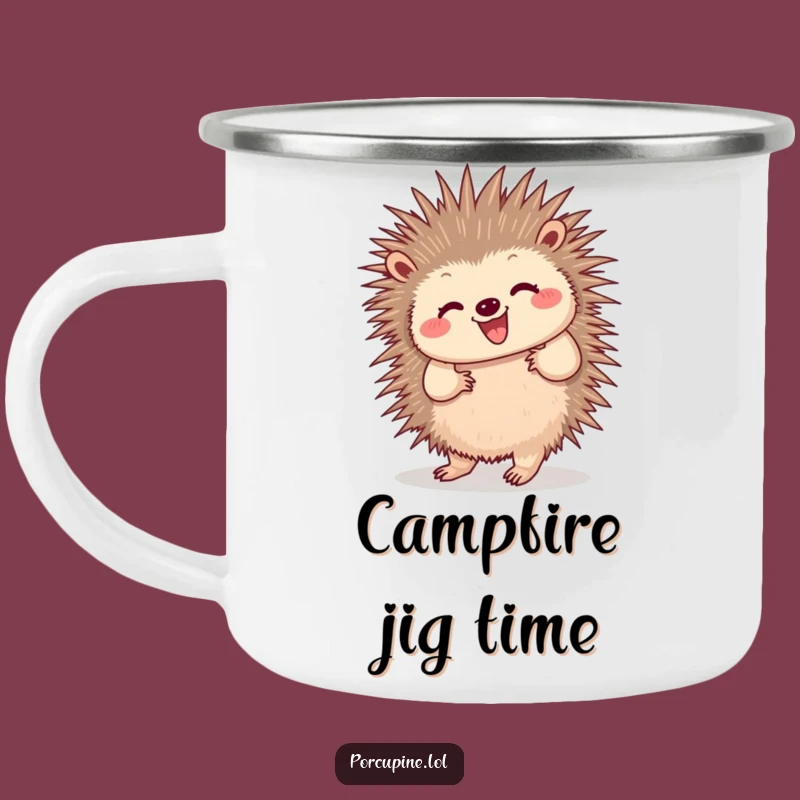 Funny Dancing Porcupine Camping Mug: Adventure with Rhythm and Wiggling Quill Cheer