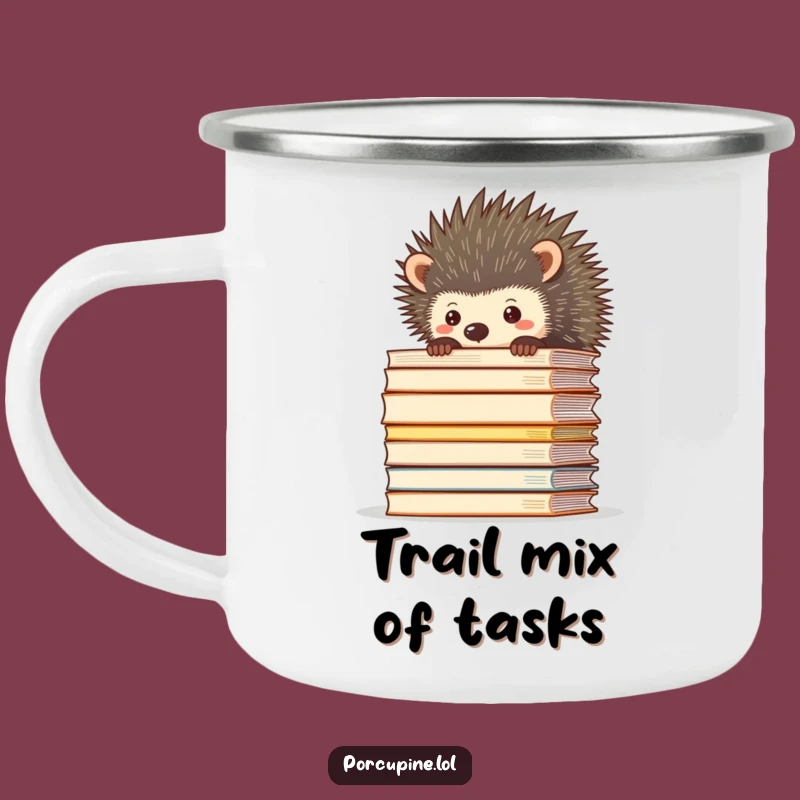 Durable Funny Porcupine File Stack Camping Mug: Fuel Your Workday Adventures
