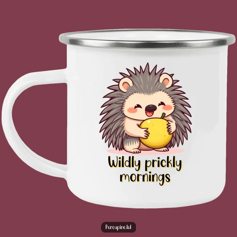 Funny Porcupine Fruit Balance Camping Mug - Durable and Hilarious Outdoor Companion