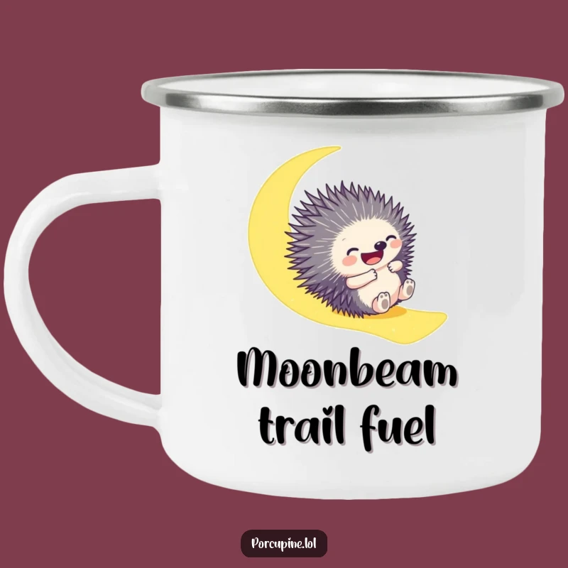 Funny Porcupine Moonbeam Camping Mug: Gleeful Slider for Hilarious Adventures