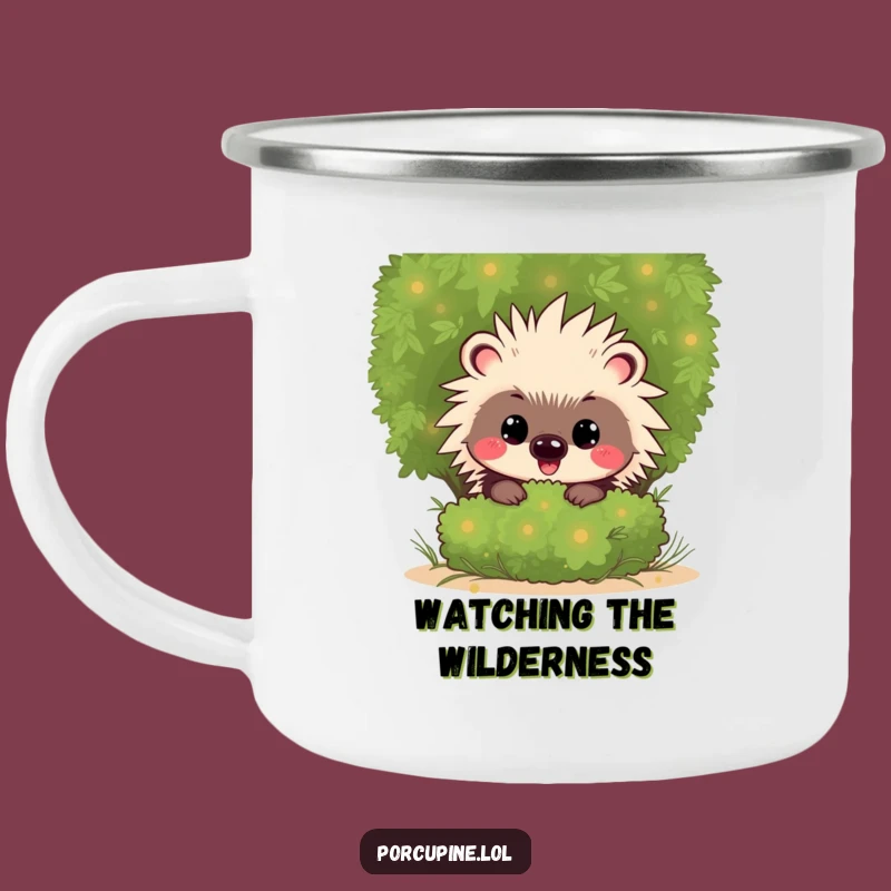 Funny Kawaii Porcupine Camping Mug: Mischievous Grin, Peeking Adventure Cup
