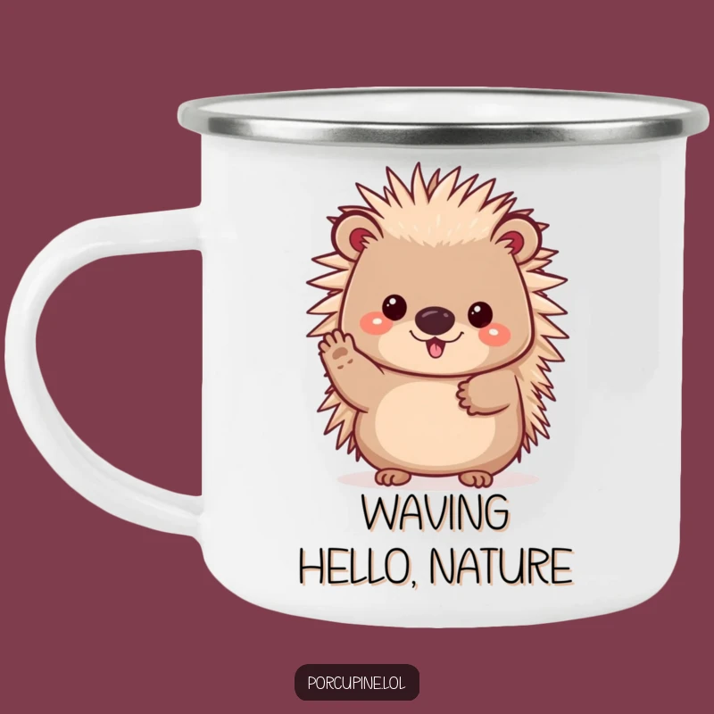 Funny Kawaii Porcupine Camping Mug: Cheerful Prickles Outdoor Gift