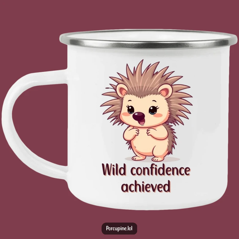 Durable Funny Confident Porcupine Camping Mug: Outdoor Boldness Gift