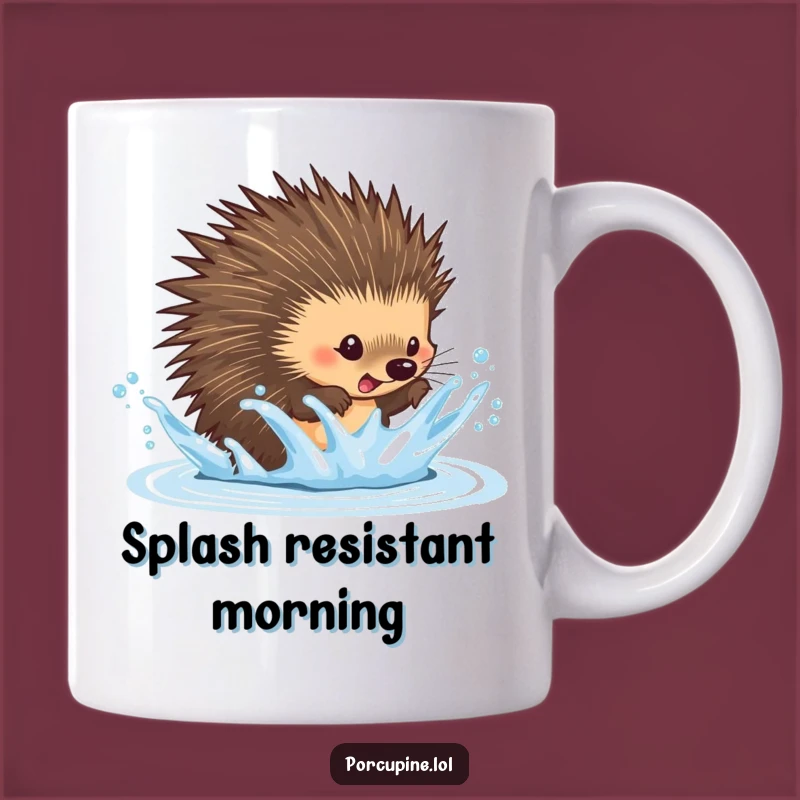 Funny Dodging Porcupine Mug: Hilarious Gift for Water-Wary Friends!