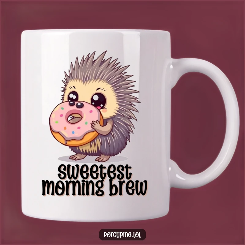 Funny Huge-Eyed Porcupine Donut Mug: Your Sweetest Gift for Donut Lovers