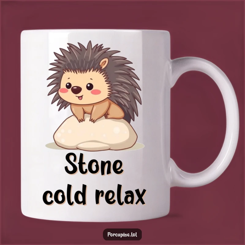 Funny Kawaii Porcupine Mug: Contented Prickles Peaceful Gift