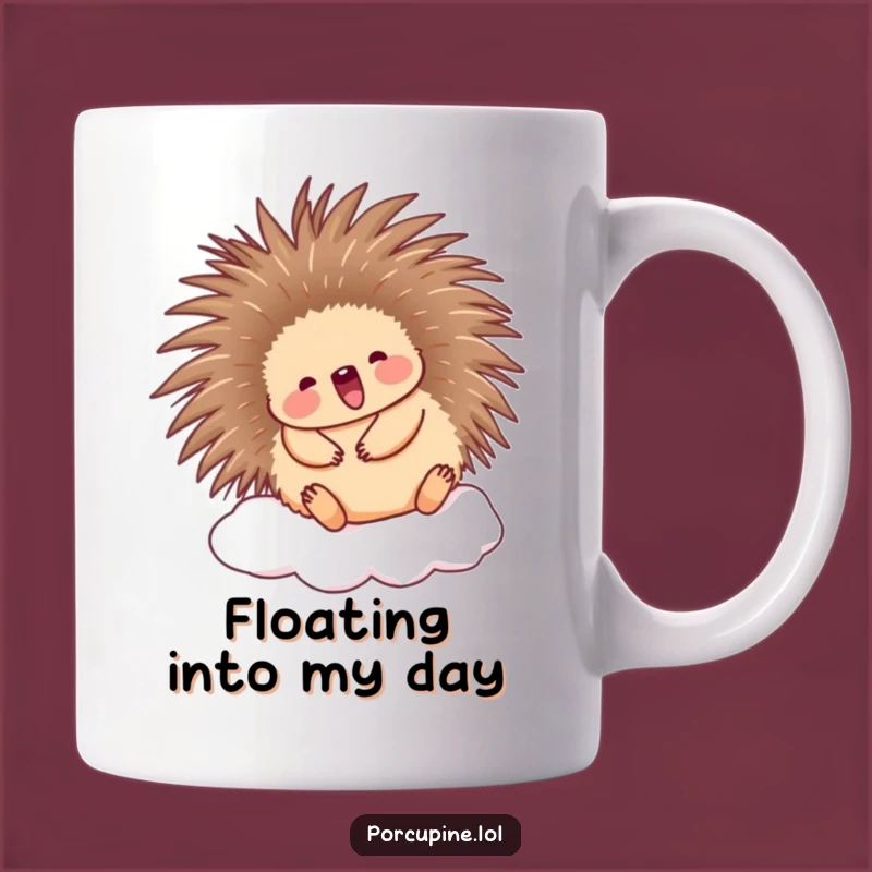 Funny Porcupine Cloud Mug: Adorable and happy design, perfect for a cheerful gift