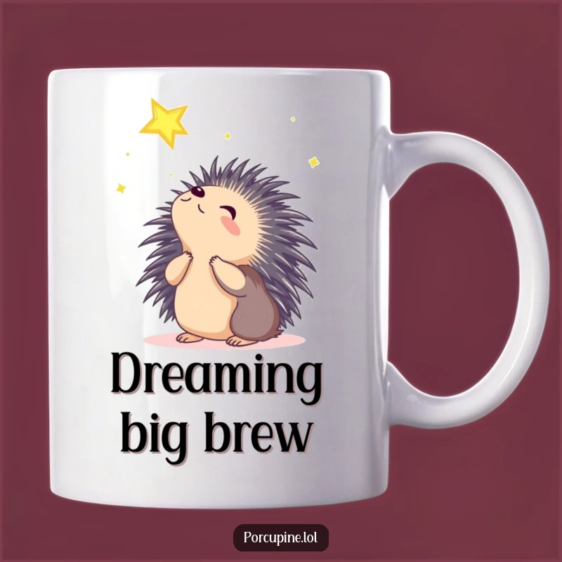 Funny Wondering Porcupine Mug: Dreamy Star Gazing Gift for Hopeful Hearts