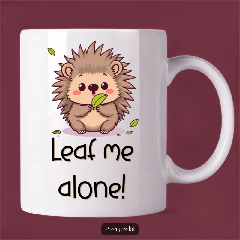 Funny Kawaii Porcupine Mug: Surprised Prickles Leaf Fall Gift
