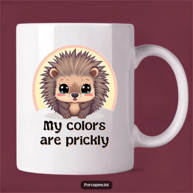 Funny Porcupine Rainbow Mug: Wide-Eyed Wonder Makes a Hilarious Gift