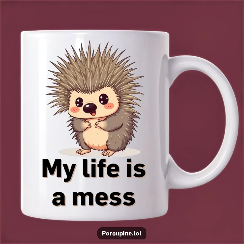 Funny Porcupine Tangled Quills Mug - Hilarious Gift for Clumsy Friends and Animal Lovers