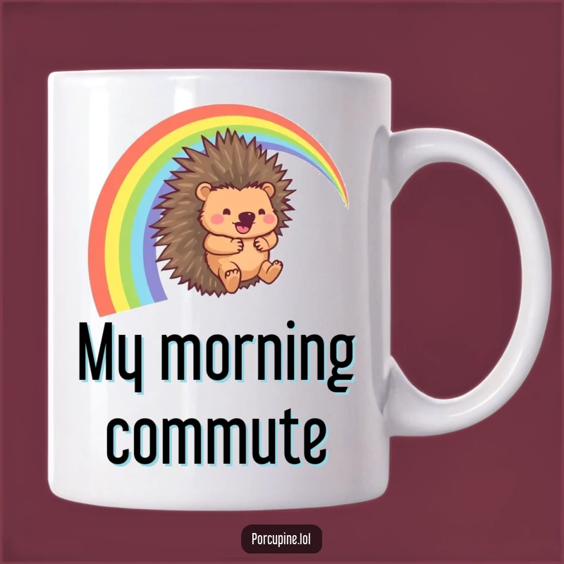 Funny Porcupine Rainbow Slide Mug: Hilarious Joyful Ride Gift!