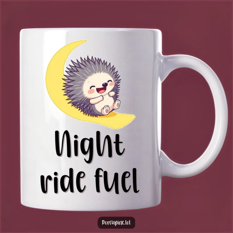 Funny Porcupine Moonbeam Mug: Gleeful Slider for a Hilarious Gift