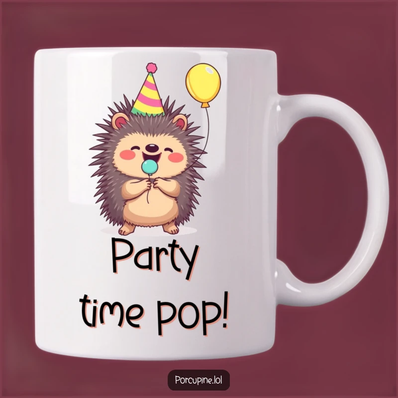 Funny Porcupine Balloon Pop Mug: Celebrate with Hilarious Prickly Joy