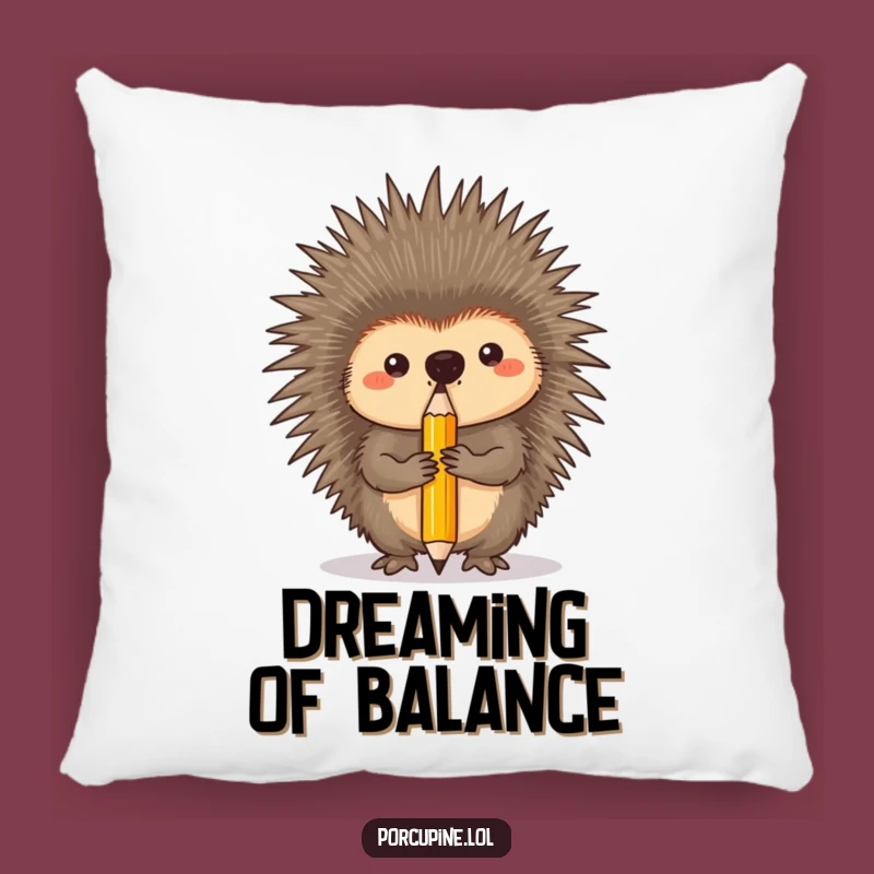 Funny Porcupine Pillow - Concentrating Artist Decor, Perfect Funny Gift