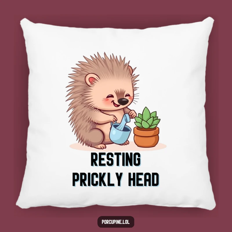 Funny Porcupine Pillow - Cozy Porcupine Plant Lover Decor, Perfect Funny Gift