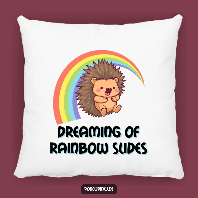 Funny Porcupine Rainbow Slide Pillow: Cozy Up with Hilarious Adventures!