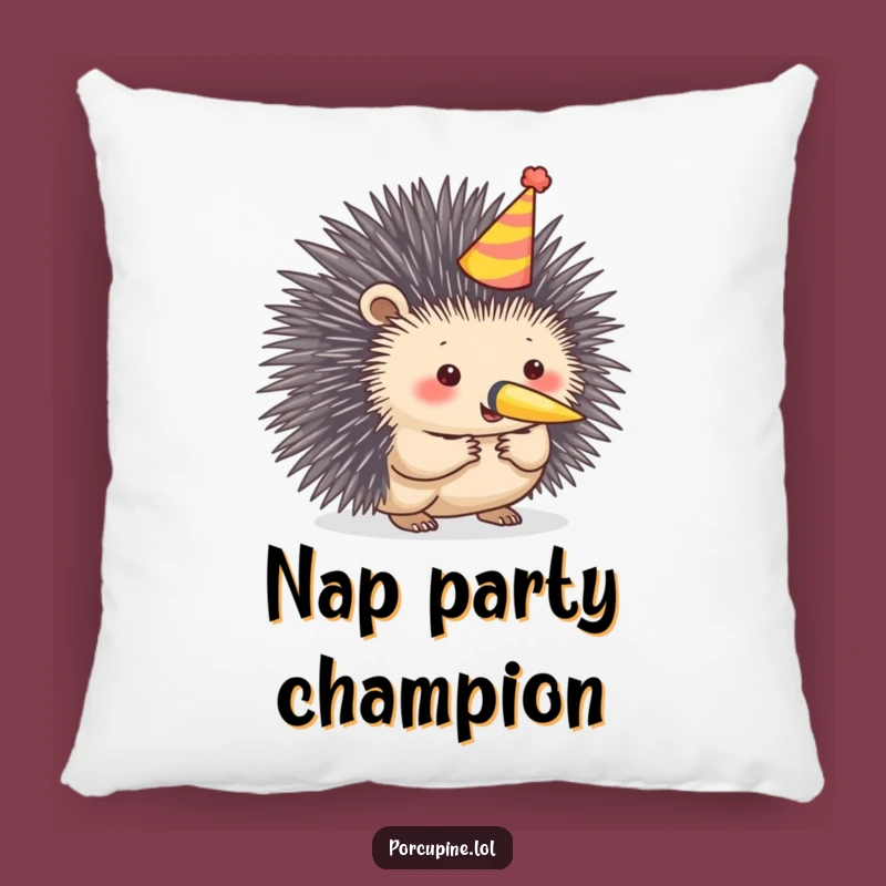 Funny Porcupine Party Pillow: Cozy Up for Festive Fun!