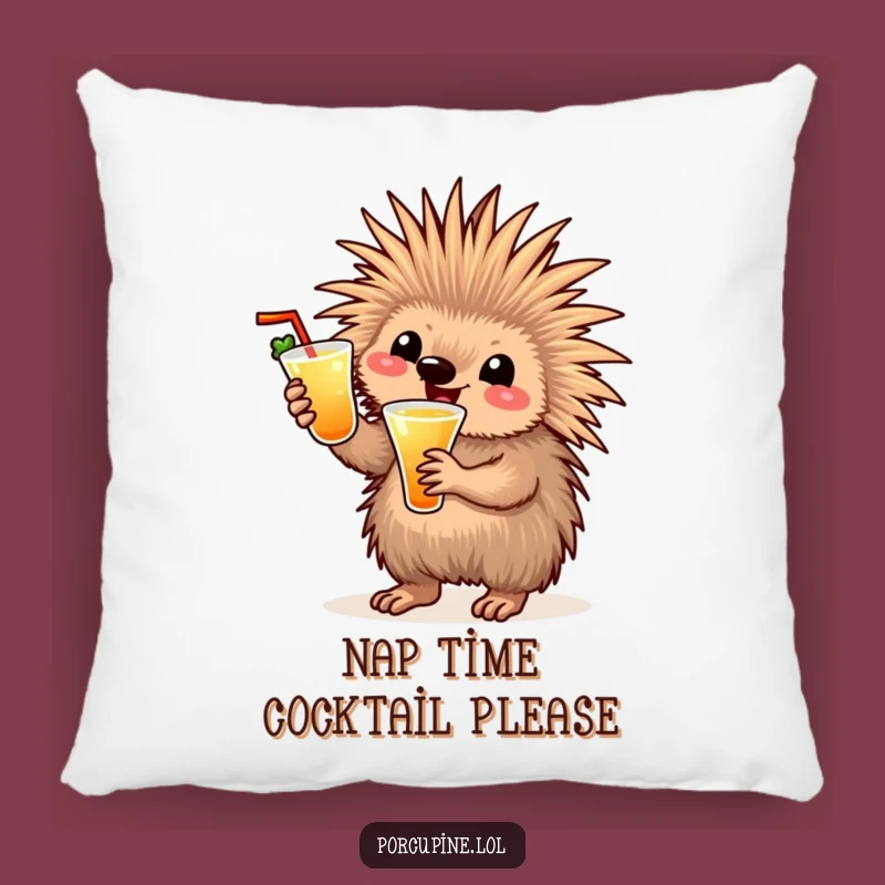 Funny Cocktail Porcupine Pillow: Snuggle Up with Hilarious Vibes!