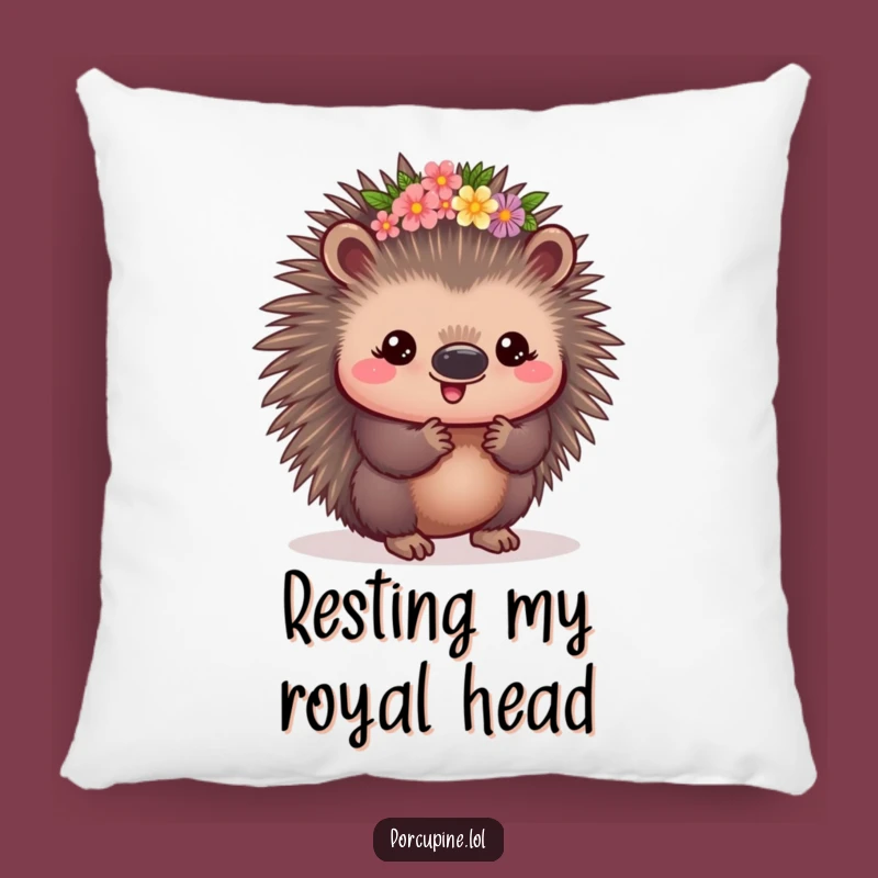 Funny Kawaii Porcupine Flower Crown Pillow: Cozy Comfort Meets Prickly Elegance