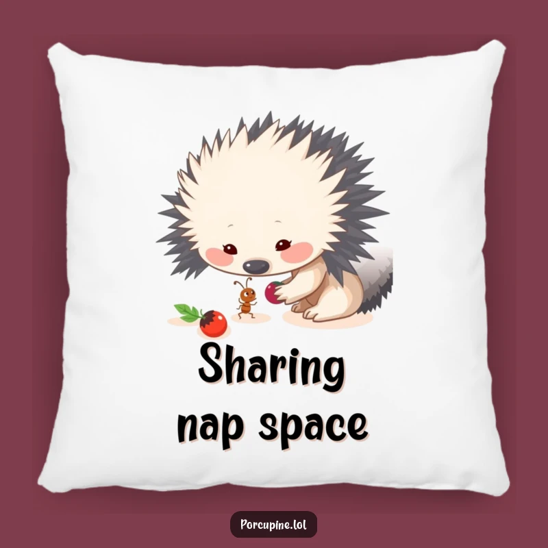 Funny Sharing Porcupine Pillow - Comfy Accent with a Heartwarming Message