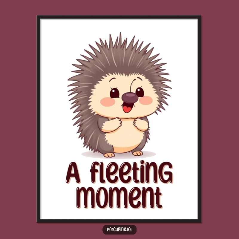Funny Surprised Porcupine Digital Art - Instant Whimsical Decor Download