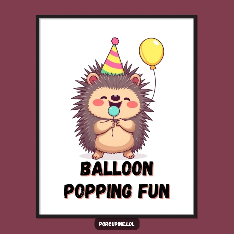 Printable Funny Porcupine Balloon Pop Art: Instant Party for Your Walls