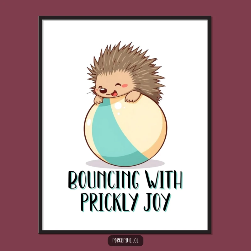 Funny Beach Ball Porcupine Digital Art Print: Instant Hilarious Decor!