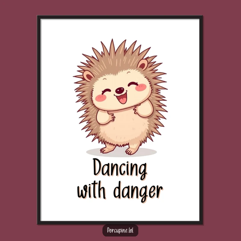 Funny Dancing Porcupine Digital Art: Wiggling Quills Bring Joyful Energy to Walls