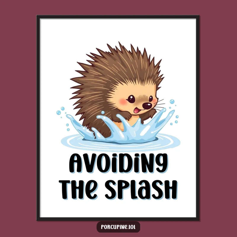 Funny Dodging Porcupine Digital Art Print: Instant Action Decor!