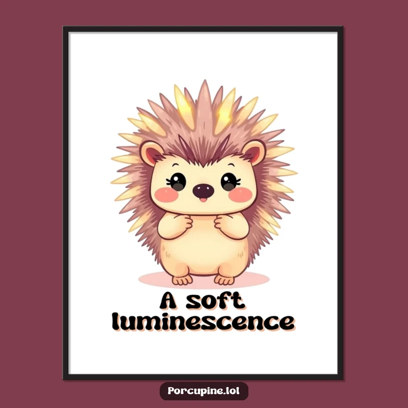 Funny Glowing Porcupine Digital Art - Instant Enchanting Decor Download