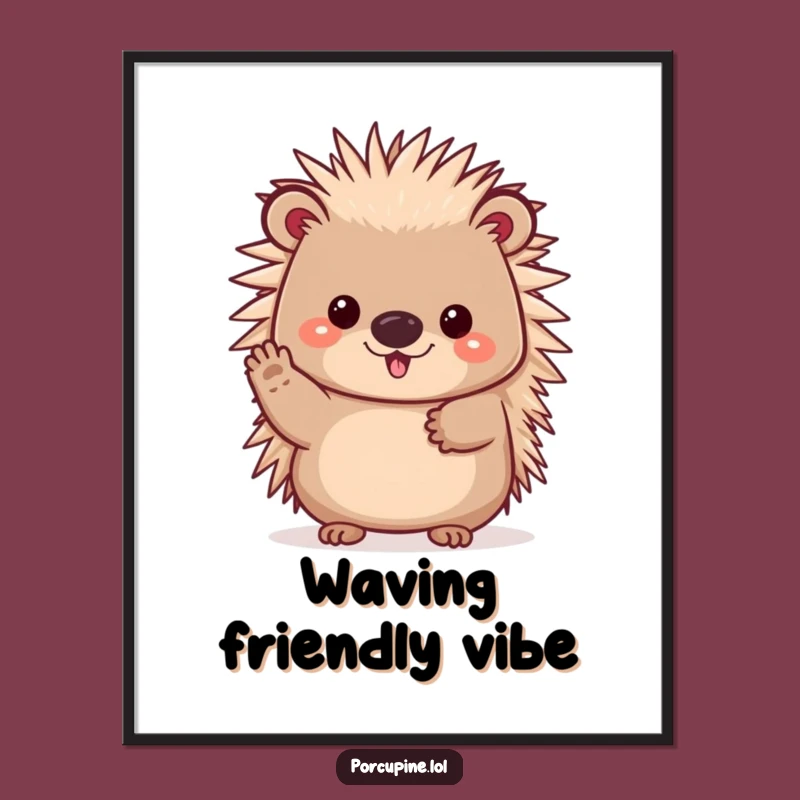 Funny Kawaii Porcupine Digital Art: Cheerful Prickles Downloadable Gift