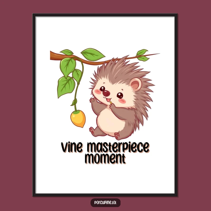 Funny Kawaii Porcupine Digital Art: Playful Prickles Downloadable Gift