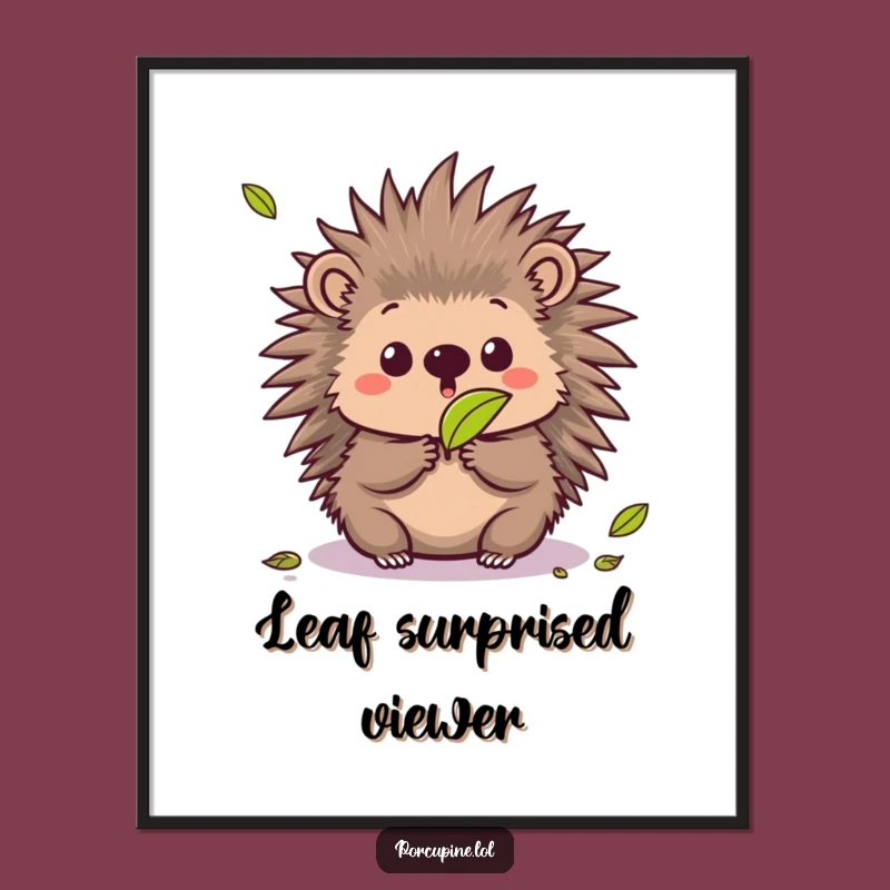 Funny Kawaii Porcupine Digital Art: Surprised Prickles Downloadable Gift