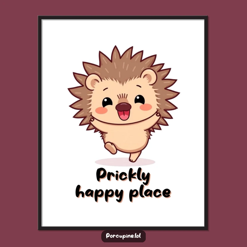 Funny Kawaii Porcupine Hop Digital Print: Instantly Downloadable Cute and Hilarious Porcupine Art