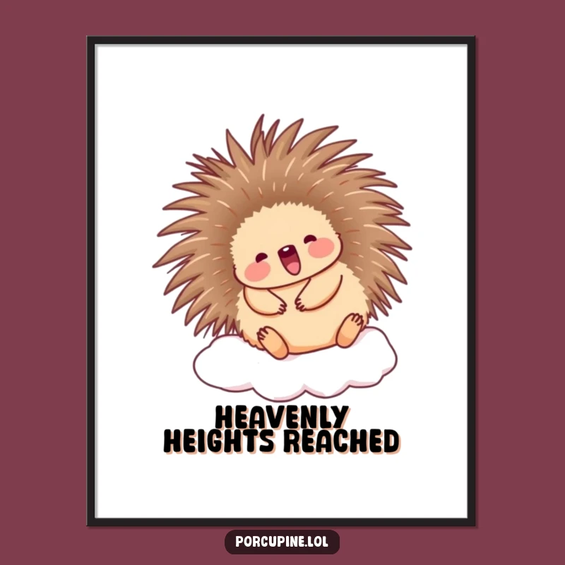 Funny Porcupine Cloud Digital Art: Cute and happy printable for a cheerful space