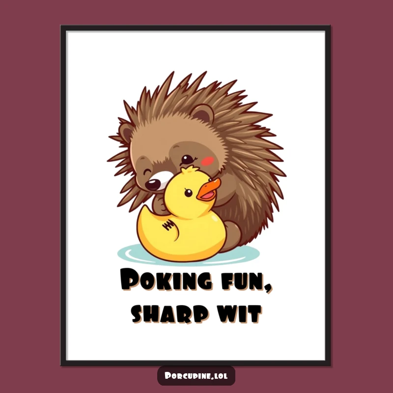 Funny Porcupine Duck Poke Digital Art - Instant Playful Humor for Your Walls