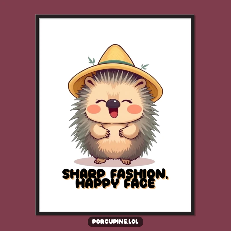 Funny Porcupine Hat Digital Art - Instant Whimsy and Humor for Your Walls