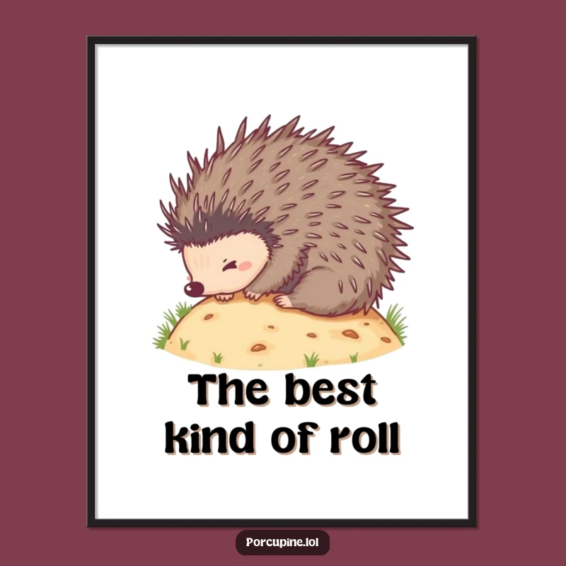 Funny Porcupine Rolling Digital Art - Instant Prickly Prankster Print Gift