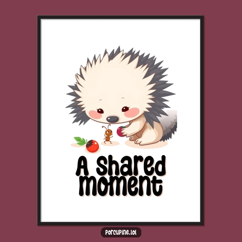 Funny Porcupine Sharing Digital Art - Instant Kindness & Humor Decor
