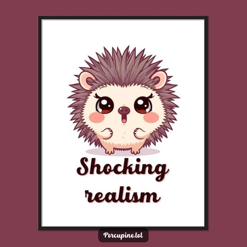 Funny Surprised Porcupine Digital Art: Wide Eyes Bring Hilarious Shock to Walls