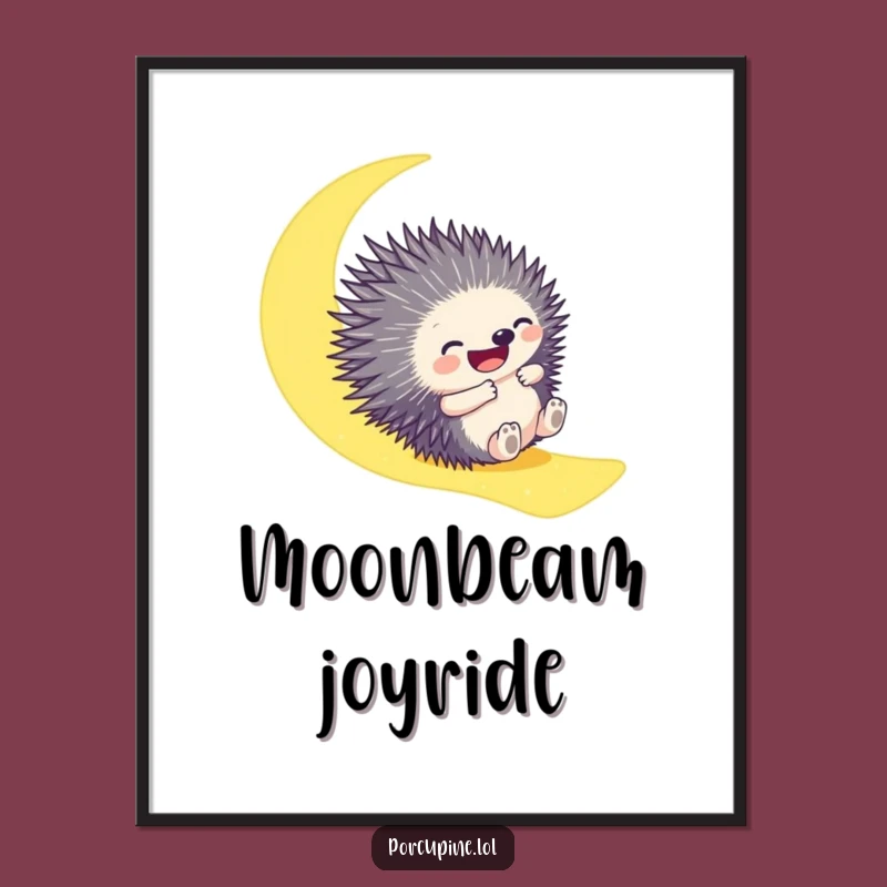 Funny Porcupine Moonbeam Digital Art: Gleeful Slider for Hilarious Spaces